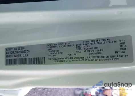 2024 Jeep Wrangler 4Xe Summit 4Xe из США, поврежденный, VIN 1C4RJXU62RW173136